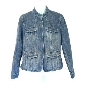 Sigrid Olsen Collection Womens Denim Jacket Size 8 Blue Long Sleeve Stretch Line
